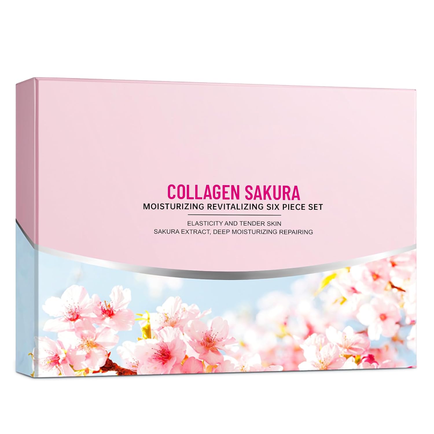 Sakura Skin Care Set for Teen Girls, Cherry Blossom Skincare Gift Set for Teens & Women, Moisturize & Repair Skin, 6 Pcs Collagen Skin Care Kits with Cleanser, Toner, Lotion, Serum, Cream & Eye Cream